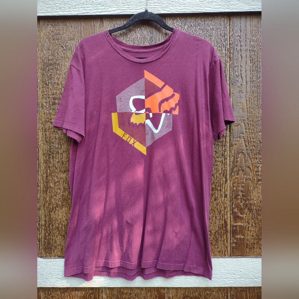 Fox Racing Fox Graphic Crest Maroon T Shirt Mens L